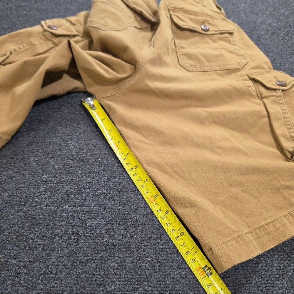 Y2k American Eagle Cargo Shorts Mens 30 Tan Extreme Flex Longer Length Utility